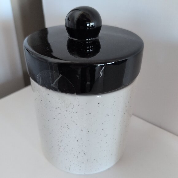 New Ceramic 7" Tall White And Black Speckled Canisters Food Storage With Lids - Picture 7 of 8